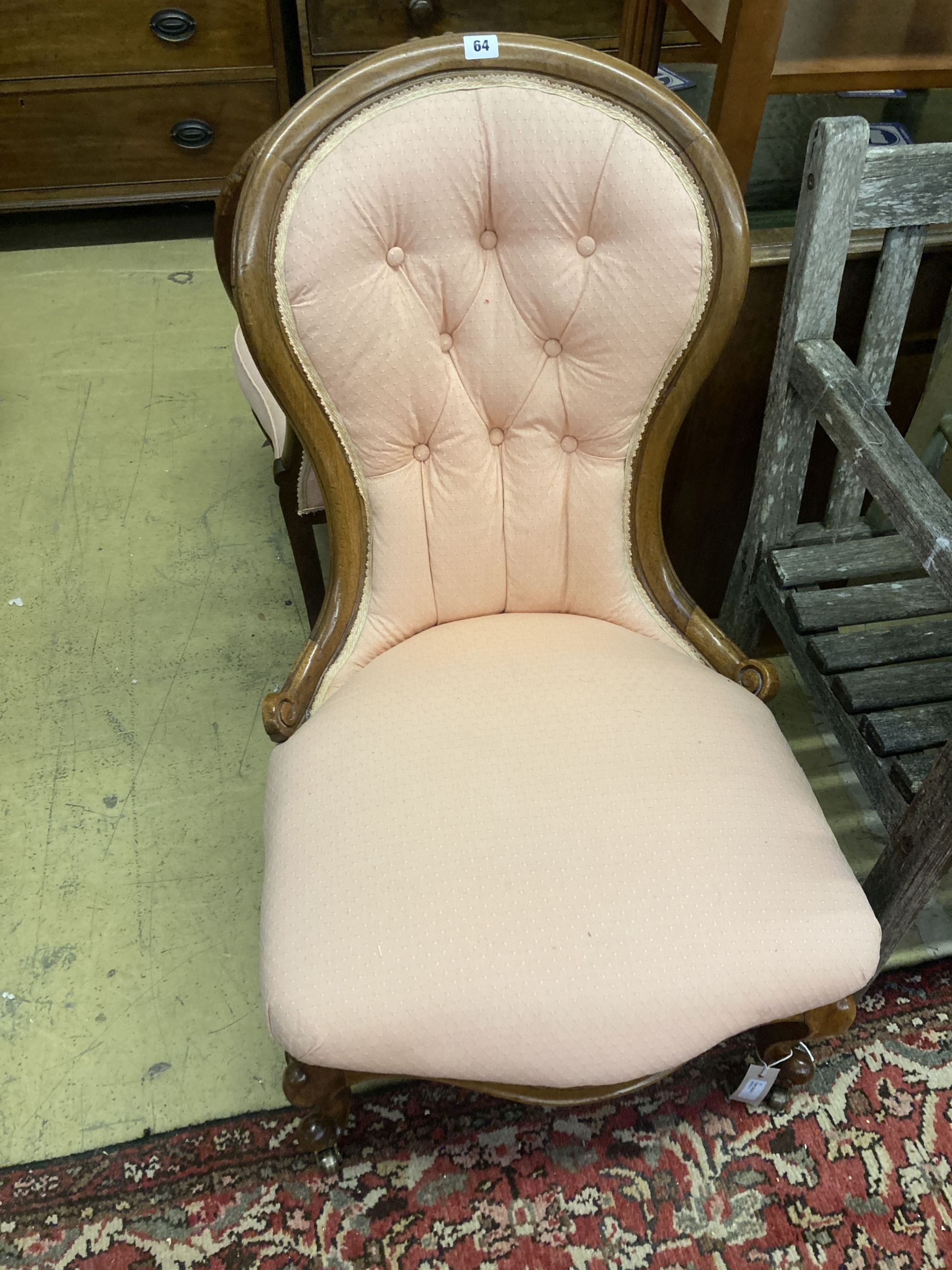 Two Victorian mahogany spoon back nursing chairs